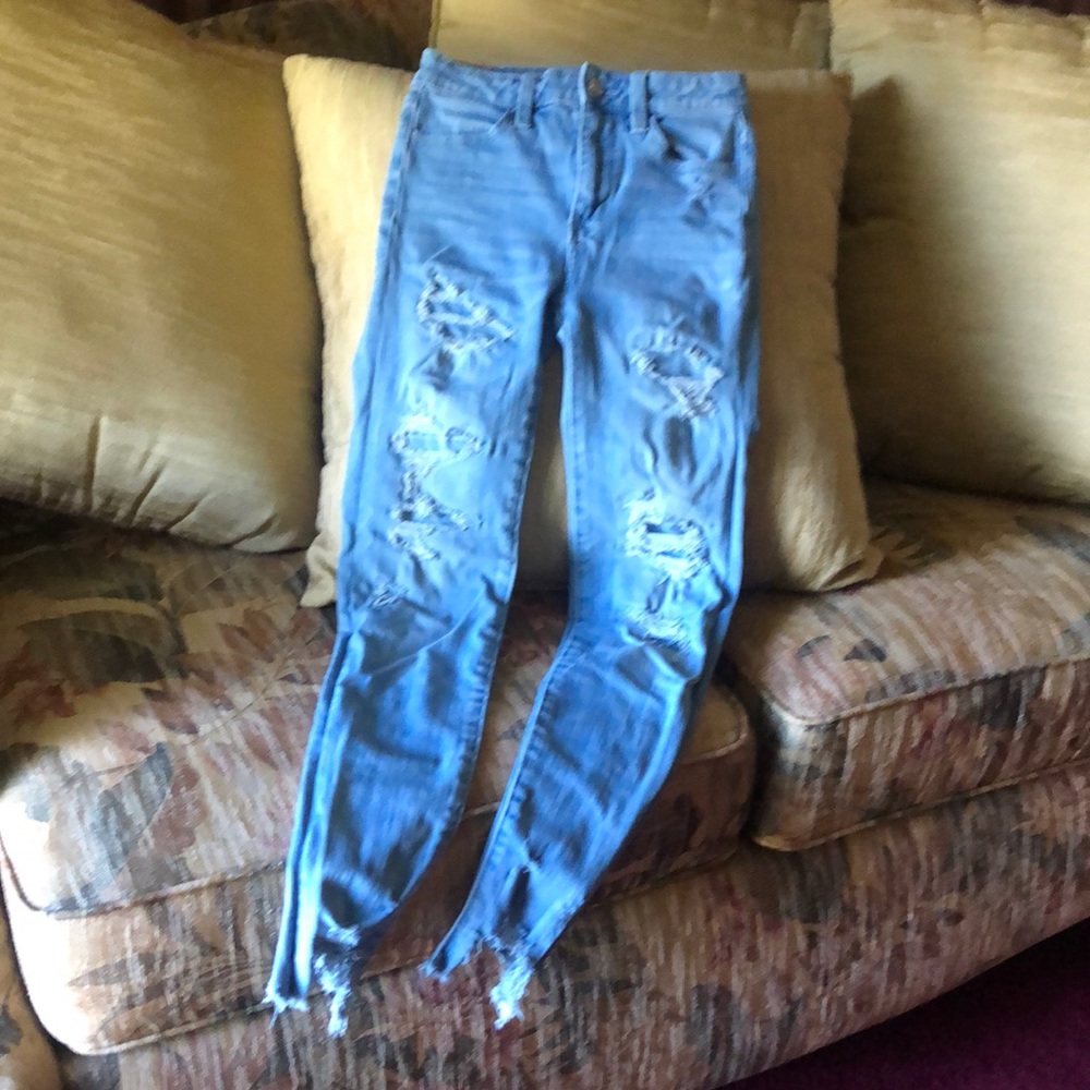 American Eagle Jeans,(super hi-rise jegging). Size 00 regular,light blue